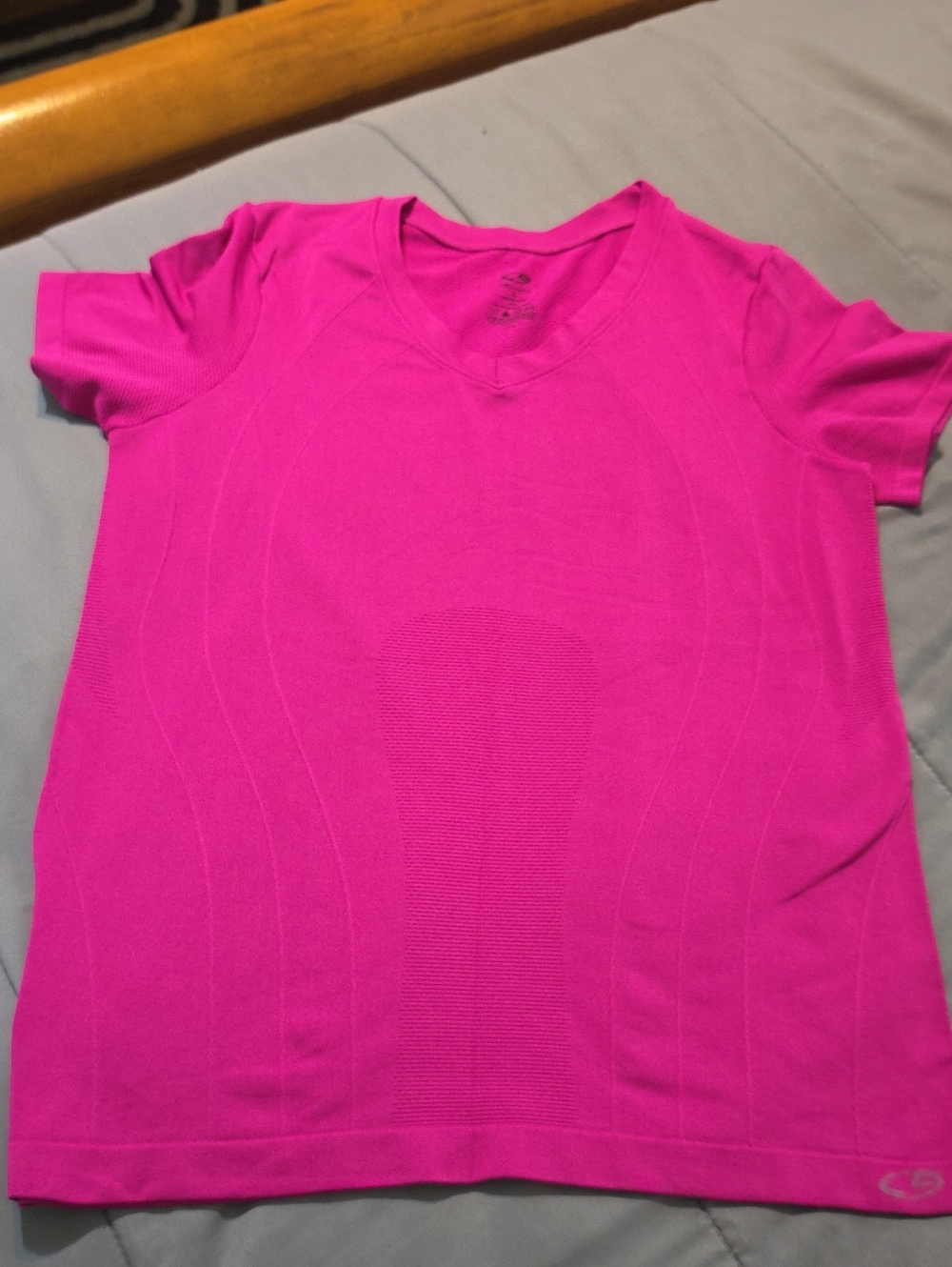 Champion V‑Neck Short Sleeve Tee in Hot Pink